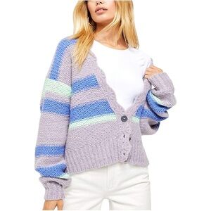 Free People Fine Time Striped Cardigan